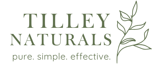 Tilley Naturals logo with leaf design on a white background